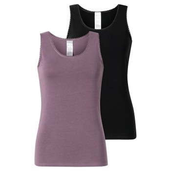 Schiesser 2P Modern Lace Top Violet/Sort bomuld 42 Dame