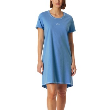 Schiesser Short Sleeve Sleepshirt Lyseblå bomuld 42 Dame