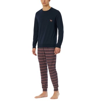 Schiesser X-Mas Long Pajamas Blå/Rød bomuld 50 Herre