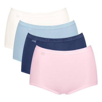 Sloggi Trusser 4P Basic Plus Maxi Panty Rosa/Blå bomuld 40 Dame