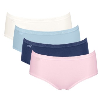 Sloggi Trusser 4P Basic Plus Midi Color Hvid/Rosa bomuld 40 Dame