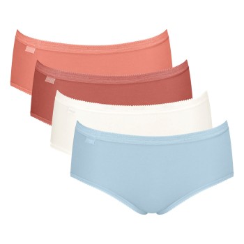 Sloggi Trusser 4P Basic Plus Midi Color Blå/Orange bomuld 40 Dame