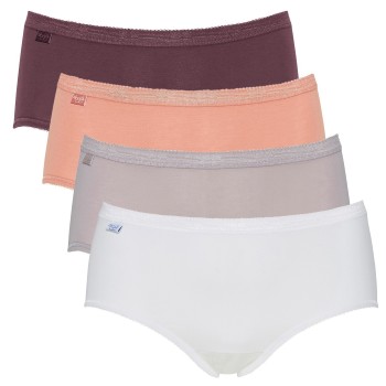 Sloggi Trusser 4P Basic Plus Midi Color Rosa/Lilla bomuld 42 Dame