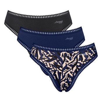 Sloggi Trusser 3P GO Crush High Leg Briefs Sort/Blå bomuld XX-Large Dame