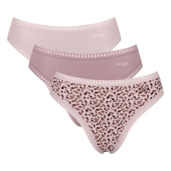 Sloggi Trusser 3P GO Crush High Leg Briefs Sand/rosa bomuld XX-Large Dame