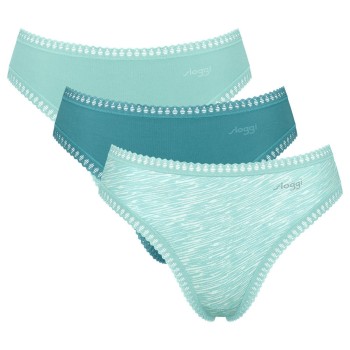 Sloggi Trusser 3P GO Crush High Leg Briefs Blå/Turkise bomuld Medium Dame