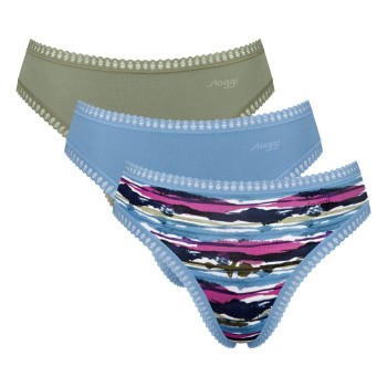 Sloggi Trusser 3P GO Crush High Leg Briefs Blå/Grøn bomuld Medium Dame