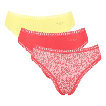 Sloggi Trusser 3P GO Crush High Leg Briefs Rosa/Gul bomuld XX-Large Dame