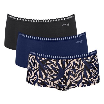 Sloggi Trusser 3P GO Crush Hipster Shorts Sort/Blå bomuld XX-Large Dame