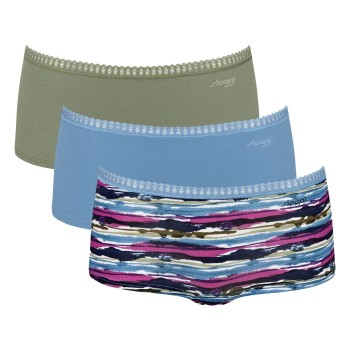 Sloggi Trusser 3P GO Crush Hipster Shorts Blå/Grøn bomuld X-Large Dame