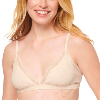 Sloggi BH GO Ribbed Lace Bralette Creme bomuld Small Dame