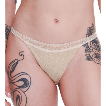 Sloggi Trusser 2P GO Ribbed Tanga Briefs Elfenben økologisk bomuld Small Dame