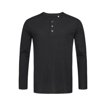 Stedman Shawn Henley Long Sleeve For Men Sort X-Large Herre