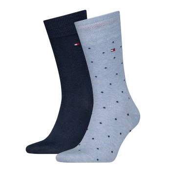 Tommy Hilfiger Legwear Tommy Hilfiger Strømper 2P Men Dot Socks Marine/Blå Str 39/42 Herre