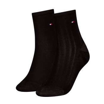 Tommy Hilfiger Strømper 2P Women Shine Short Socks Sort Str 35/38 Dame