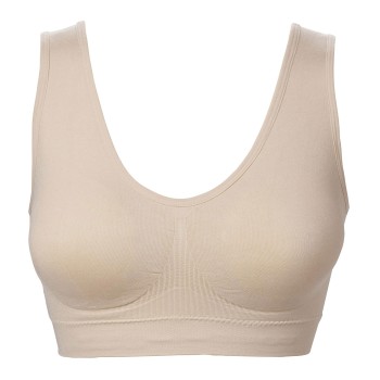 Trofé Trofe Heidi Wireless Bra Lounge BH Beige nylon Large Dame