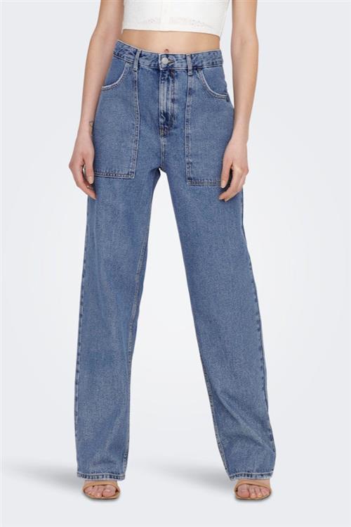 Kirsi Wide Jeans - Medium Blue Denim - 27/32 - ONLY