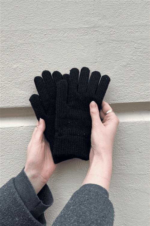 Strikkede Handsker - Sort - One-Size - TeeShoppen