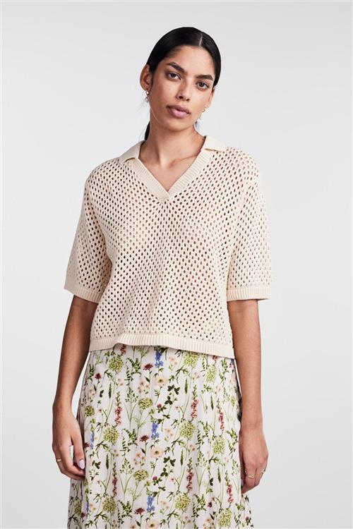 Laya Knit Polo - White Smoke - XL - PIECES
