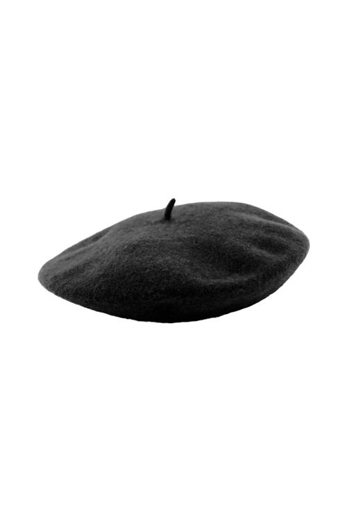 Fransk Uld Beret - Sort - Dame - One Size - PIECES