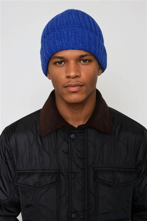 Ribbed Beanie - Blå - One Size - TeeShoppen