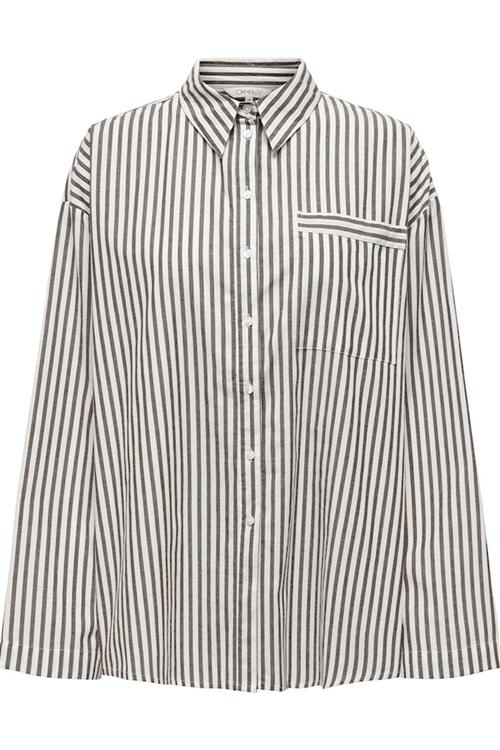 Saga Stribet Skjorte - Brun - M - ONLY