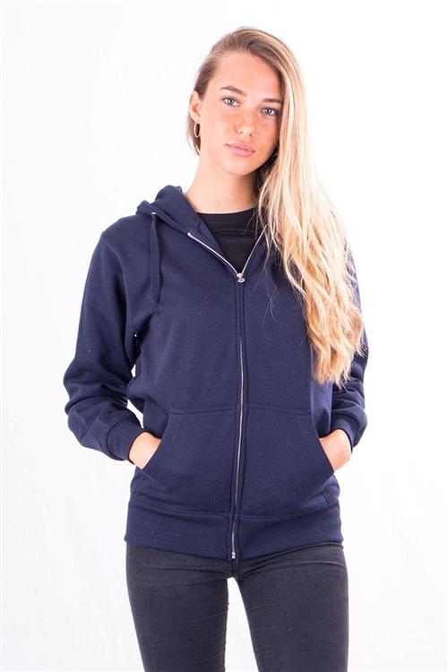 Basic zip hoodie - Navy - Dame - 2XS - TeeShoppen
