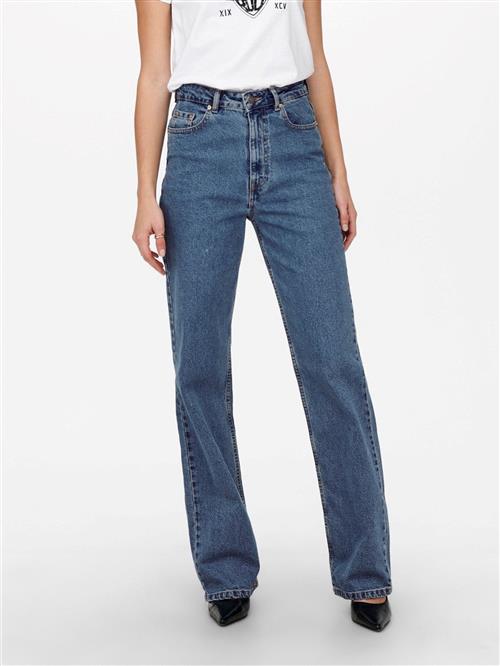 Camille Wide Leg Jeans - Blue Denim - Dame - 33/32 - ONLY