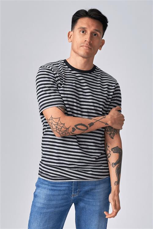 Nørregade Stripe - Meleret Sort-Grå - Herre - XL - TeeShoppen