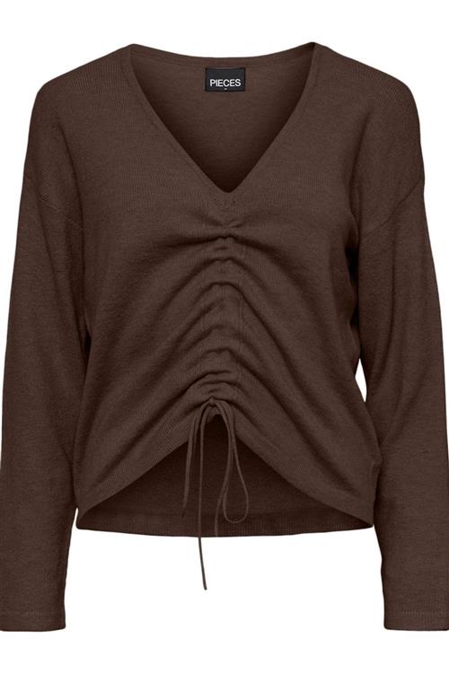 Nandi V-Neck Strik - Brun - Dame - L - PIECES