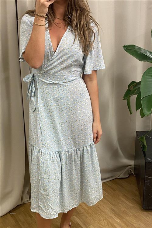 Dina 2/4 Omslået Kjole - Blå - M - ONLY