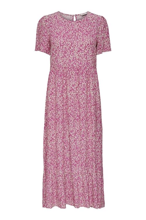 Malle Midi Kjole - Blomstret Pink - L - ONLY