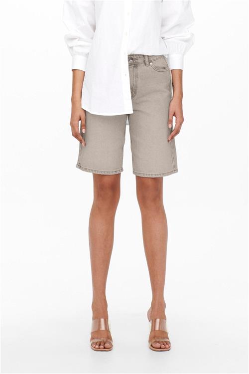 Sonny High Waist Wide Denim Shorts - Ecru - Herre - XL - ONLY