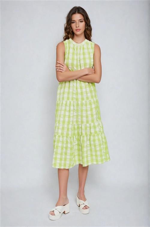Sody Calf Highneck Kjole - Shadow Lime - M - Vero Moda