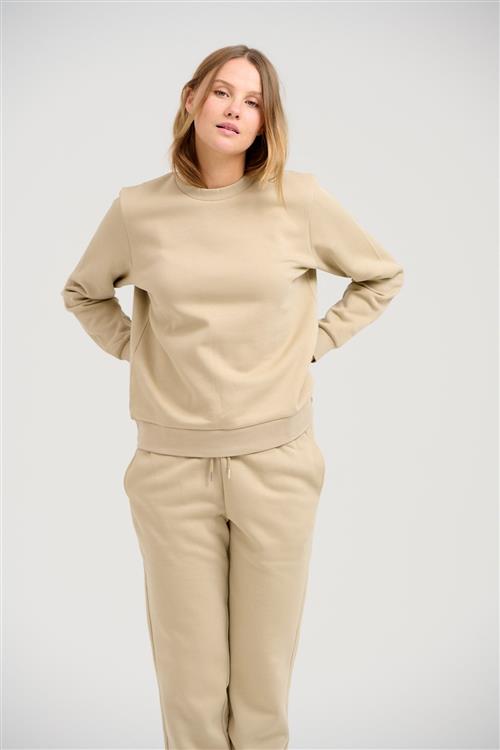 Basic Crewneck Sweat - Mørk Beige - Dame - M - TeeShoppen