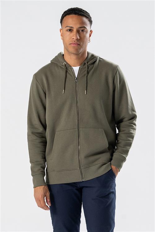 Zip Hoodie - Army Grøn - Herre - L - TeeShoppen