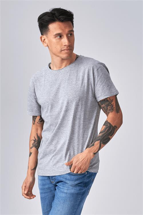Dyb Rund Hals - Lys Grå - Herre - 3XL - TeeShoppen