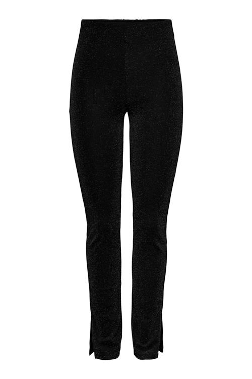 Lina High Waist Slit Pants - Sort - M - PIECES