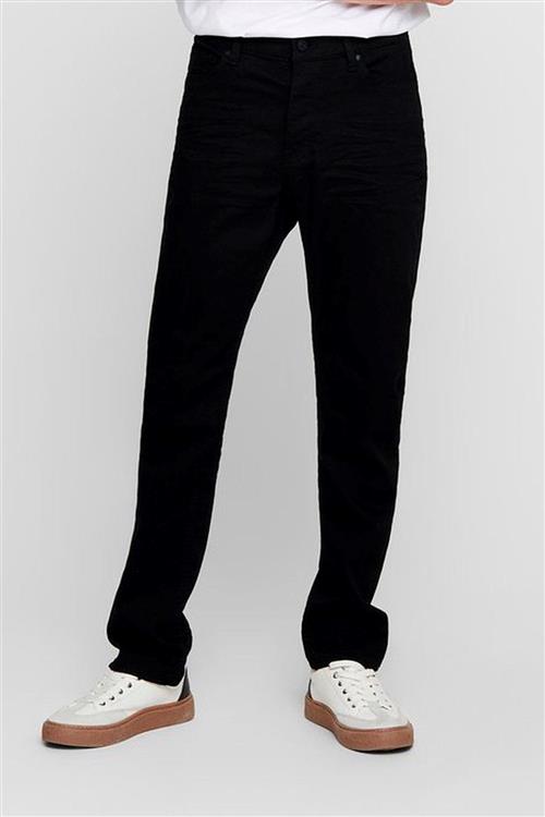 Mike Stretch Jeans - Sort (Bred pasform) - Regular fit - Herre - 28/32 - Only & Sons