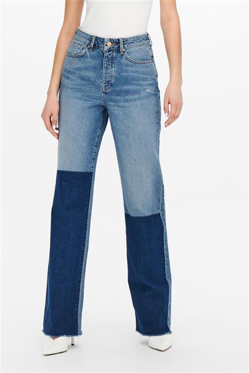 Zikka Farve Blok Bukser - Medium Blå Denim - Dame - XS/32 - Jacqueline de Yong