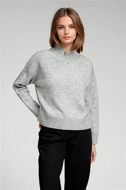 Julia Strik - Lysegrå Meleret - Dame - L - TeeShoppen