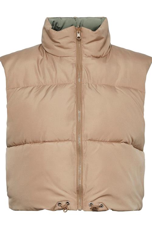 Nadia Short Puffer Vest - Silver Mink - Dame - M - PIECES