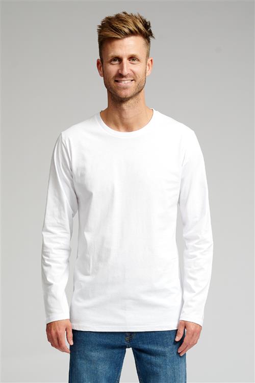 Basic Langærmet T-shirt - Hvid - Herre - XS - TeeShoppen
