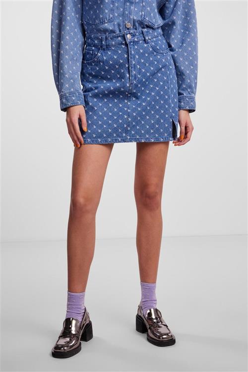 Nursel High-Waist Nederdel - Medium Blue Denim - S - PIECES