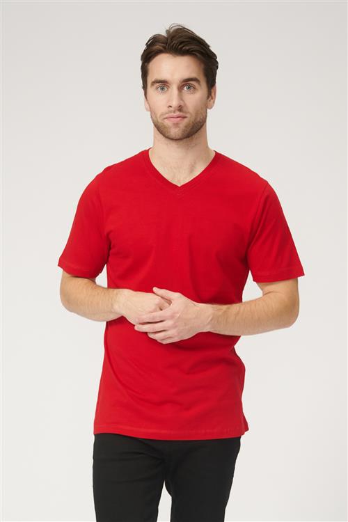 Basic V-neck t-shirt - Rød - Herre - 2XL - TeeShoppen