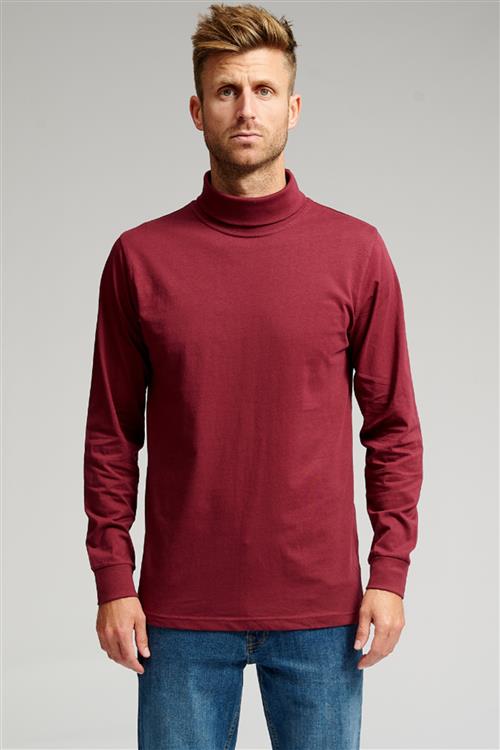 Rullekrave trøje - Bordeaux Rød - Herre - M - TeeShoppen