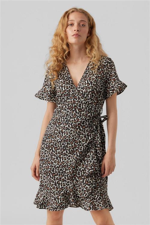 Henna Mini Wrap Kjole - Oatmeal - M - Vero Moda