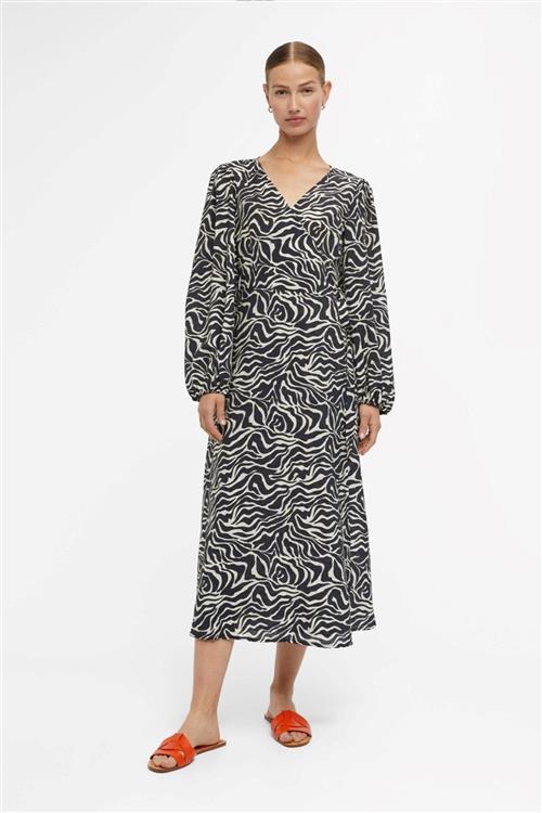 Leonora Midi Wrap Kjole - Sort Sandshell - 42 - Object