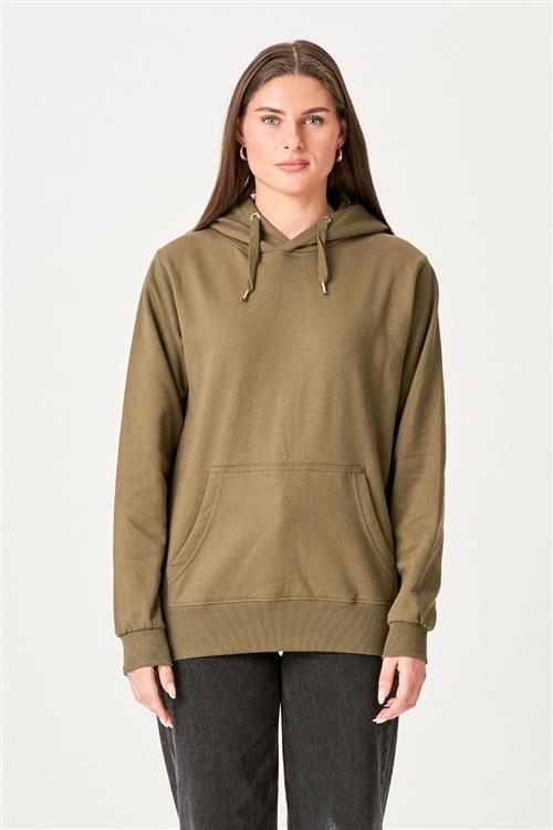 Oversized Hoodie - Oliven - Dame - 2XS - TeeShoppen
