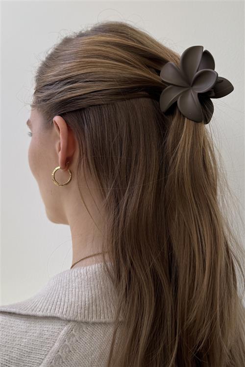 Blomstret Hårklemme - Brun - One Size - TeeShoppen